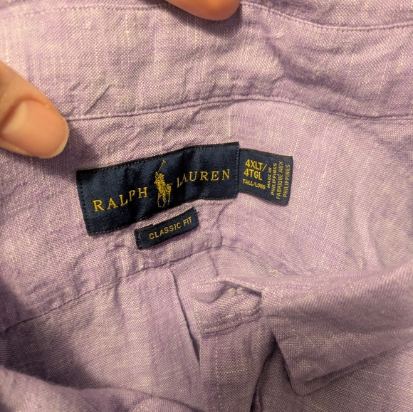 Ralph Lauren Purple Classic Fit Linen Button Down Shirt 4XL Tall - Picture 2 of 3